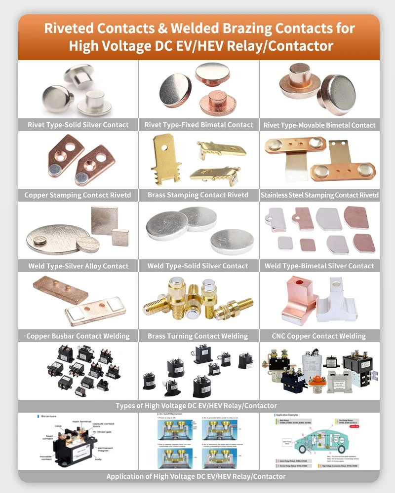 Flat Face Brazed Contacts for High Voltage DC EV/HEV Relay/Contactor Flat Face Brazed Contacts for High Voltage DC EV/HEV Relay/Contactor